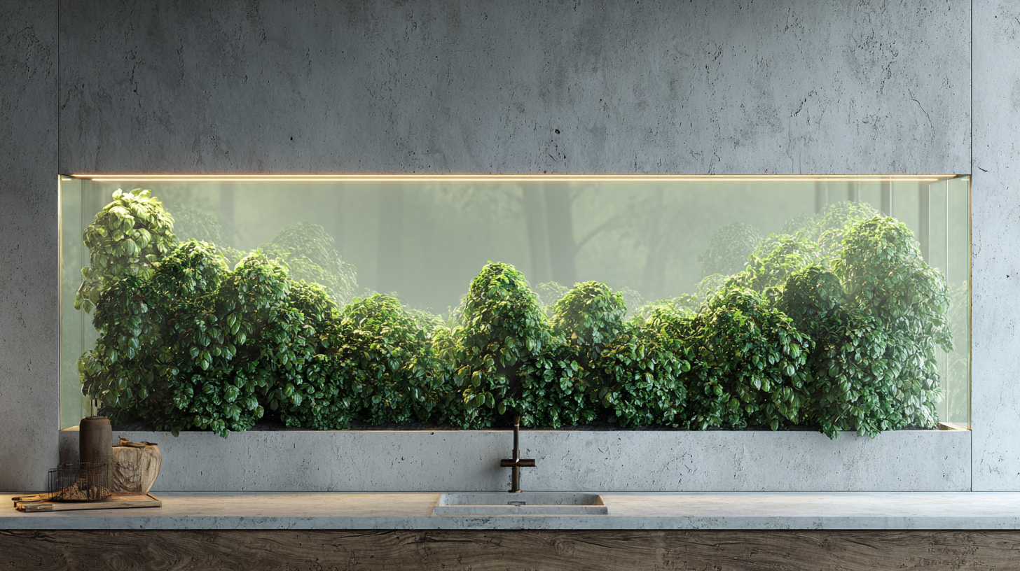 Küche mit HoloHerb-Planter: flache Kräuterwand mit holografischem Tiefeneffekt